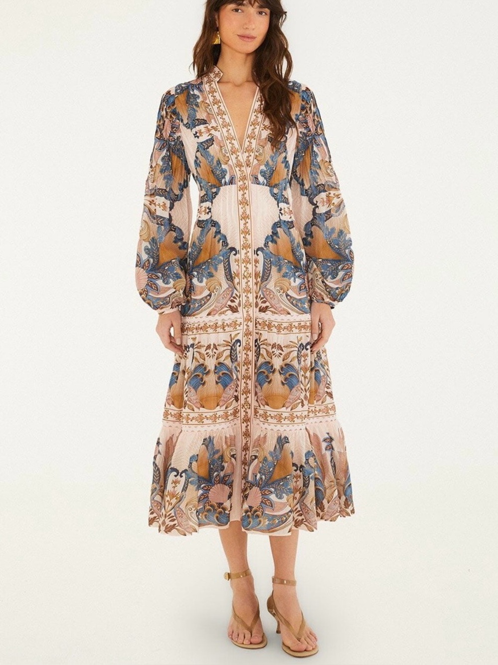 NWT FARM RIO Sea Garden Scarf Midi Dress Size Small Soft Pink reg $348 small